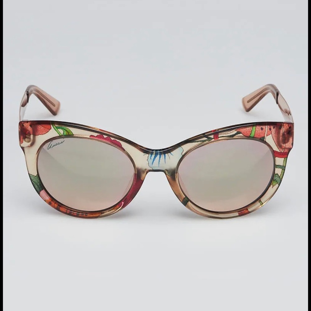 GUCCI SUNGLASSES OPTYL FLORA CAT EYE METALLIC TEMPLES GG 3739/S 2FX0J